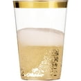 thumbnail image 3 of 100 Gold Plastic Cups 12 Oz Clear Plastic Cups Tumblers Gold Rimmed Cups Fancy Disposable Wedding Cups Elegant Party Cups with Gold Rim, 3 of 9