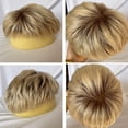 thumbnail image 6 of European Virgin Human Hair Reaplacement Systems Toupee for Men Soft Swiss Lace Front Mono Lace Top Thick PU Around 10\" x 8\" Straight Hairpieces (Brown Dark Roots Ombre #60 Platinum Blonde Color), 6 of 7