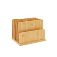 thumbnail image 4 of Bamboo Wooden Mail Holder, File Sorter For Letter And Folder Document Storage, Envelope Organizer With 5 Slots For Office Desk, Countertop, Home Organ, 4 of 5