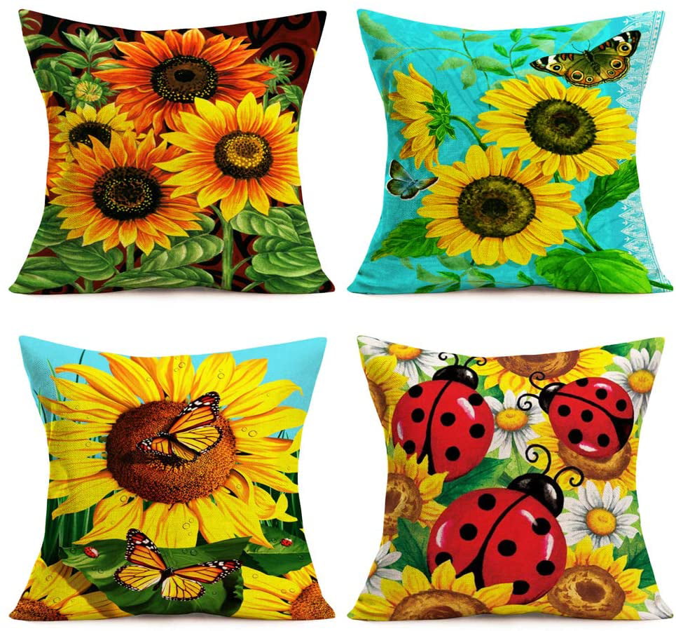 New Vivid Flower Floral Plants Linen Pillow Case Decorative Cushion Cover 18"x18