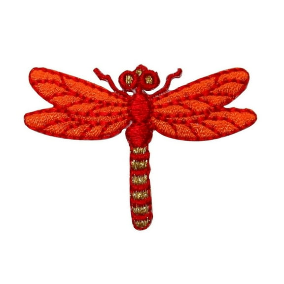 ID 0468C Dragon Fly Standing Patch Garden Fairy Bug Embroidered Iron On Applique