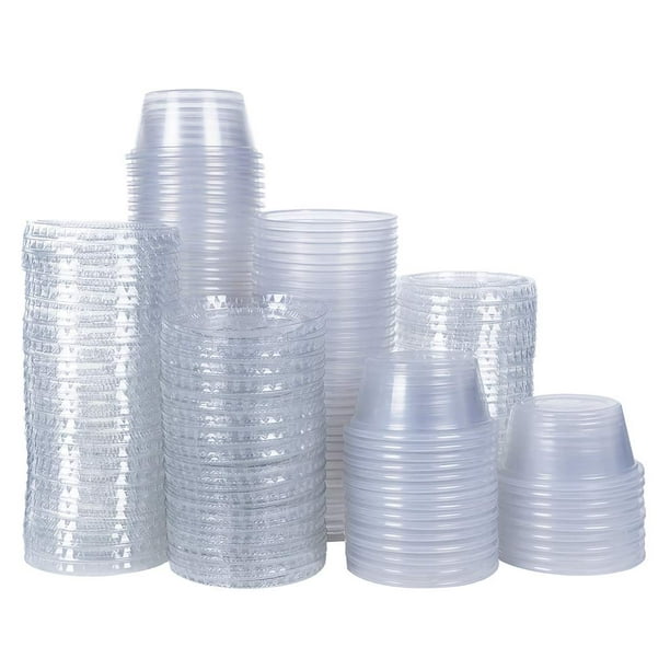 TashiBox 200 Pack of 2Ounce Disposable Plastic Jello Shot Cups with Lids, Souffle Portion