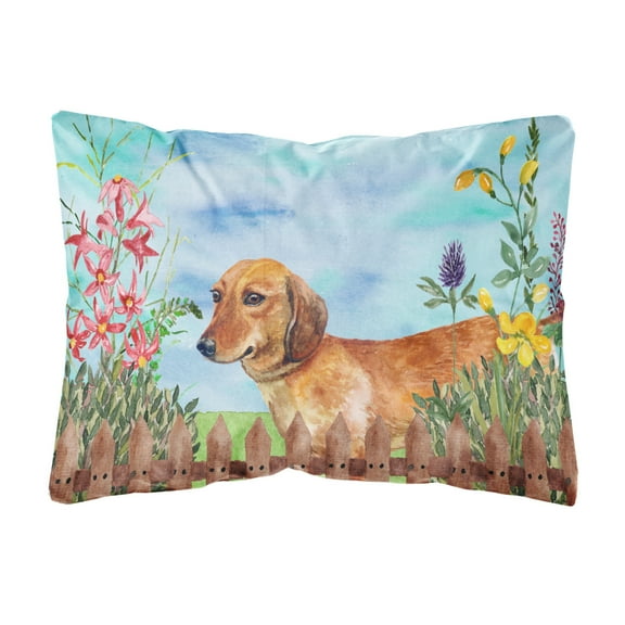 Carolines Treasures CK1214PW1216 Dachshund Spring Canvas Fabric Decorative Pillow 12H x16W multicolor