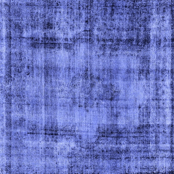Ahgly Company Machine Washable Indoor Square Oriental Blue Industrial Area Rugs, 4' Square