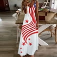 thumbnail image 2 of Wycnly Formal Dresses for Women Fashion Loose High Waist Swing Spaghetti Strap Independence Day Maxi Dresses V-Neck Sleeveless Star Striped Print 2024 Summer Long Dress White XXL, 2 of 5