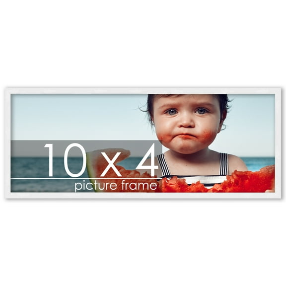 10x4 Frame White Complete Wood Picture Frame with UV Acrylic, Foam Board Backing, & Hardware