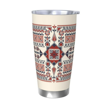 

Lukts Fashion Tatreez1 for 20OZ Car Cup Stainless Steel Direct Drinking Straw Thermos Cup Suitable for Office Travel and Car-Without Straw
