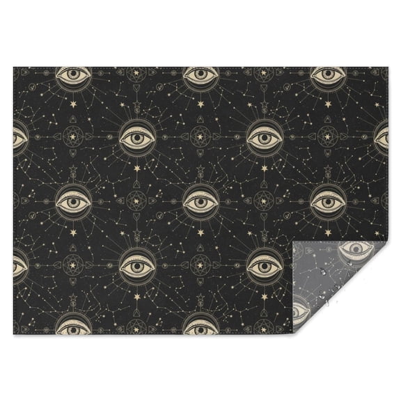 Black Gold Eye Star Constellation Pattern Rectangle Tablecloth 60"x84",Waterproof Polyester Rectangle Table Cloth, Wipeable Spillproof Polyester Tablecloth for Dining, Camping, Indoor and Outdoor