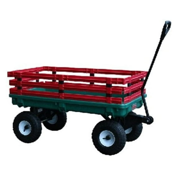 Millside Industries 04220 20 inch x 38 inch Plastic Deck Wagon with 4 inch x 10 inch Tires Green