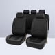 thumbnail image 5 of Juego completo de 9 fundas protectoras para asientos delanteros y traseros de coche de piel sintética, color negro, para decoración interior de coche (negro), 5 of 5