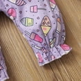 thumbnail image 7 of Newborn Baby Girls Outfits Onesies Bodysuit Round Neck Sleeveless Ice Cream Print Strap Jumpsuit + Headband 2PCS Clothes Set 3-6 Months,Purple, 7 of 7