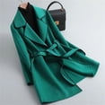 thumbnail image 5 of frariair ​Faux Wool Longline Jacket Featuring Belted Waist Perfect For Professional To Casual Style Shifts​ Green, 5 of 6