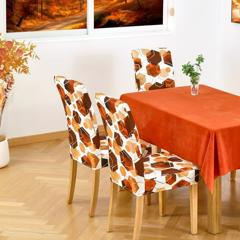 Dining Room Chair Covers Set of 6 Soft Stretch Kitchen Chair Covers Slipcover Protector Removable Washable Geometric Parson Chair Covers 6 Pack