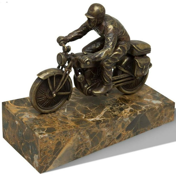 Scarborough House Motorcycle Statue Brass Sculpture Vintage Bike
