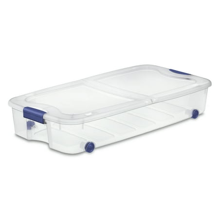 storage under bed sterilite underbed box ultra inches stadium quart plastic wheels qt walmart bins bin containers organizers case boxes