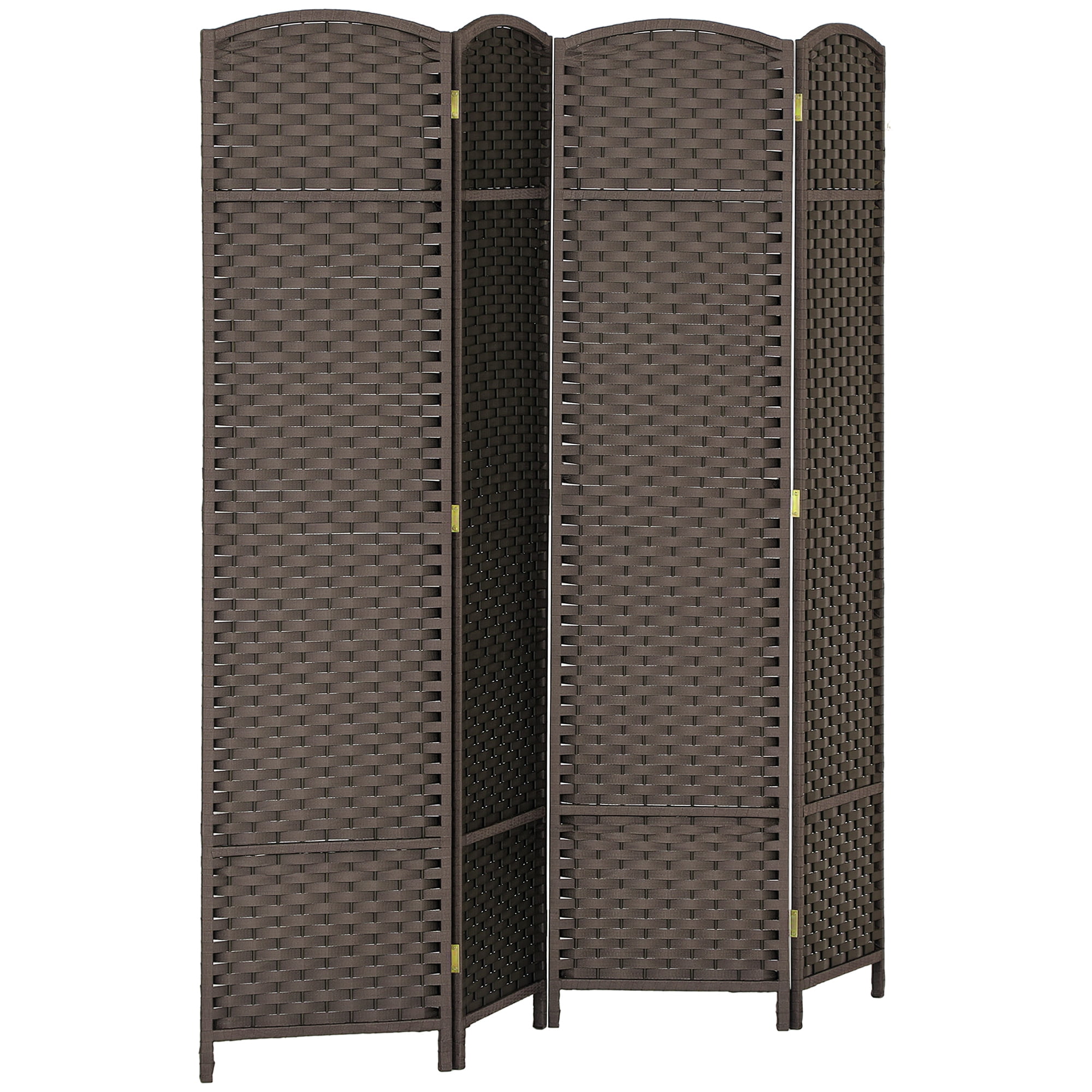 HOMCOM Room Divider, 4 Panel Folding Privacy Screen, 5.6' Tall Freestanding Partition for Home Office, Bedroom, Brown