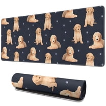 Long Mouse Pads for Desk,Goldendoodle Dog Desk Mats on Top Of Desks, Desk Mouse Pad Extra Large with 3mm Non-Slip Base and Stitched Edge for Gaming,Office,Work,Home 31.5"x11.8"
