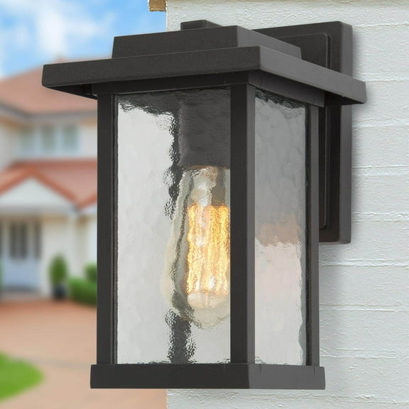 LNC 1-Light Modern Farmhouse Outdoor Wall Light, Matte Black Finish