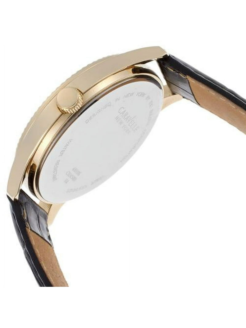 Caravelle Men's 44B106 Gold Leather Japanese Quartz Fashion Watch