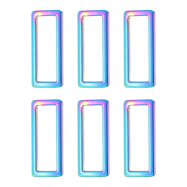 Uxcell 6 Pcs Anillos Rectangulares Metálicos Planos, 1-1/2" / 38.9mm Anillos Rectangulares Bucle Cuadrado para Cinturones de Cinta, Llaveros, DIY para Hacer Bolsos, Arcoíris