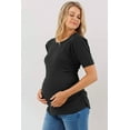 thumbnail image 2 of Ruched Ribbed Puff Sleeve Maternity Top, 2 of 3