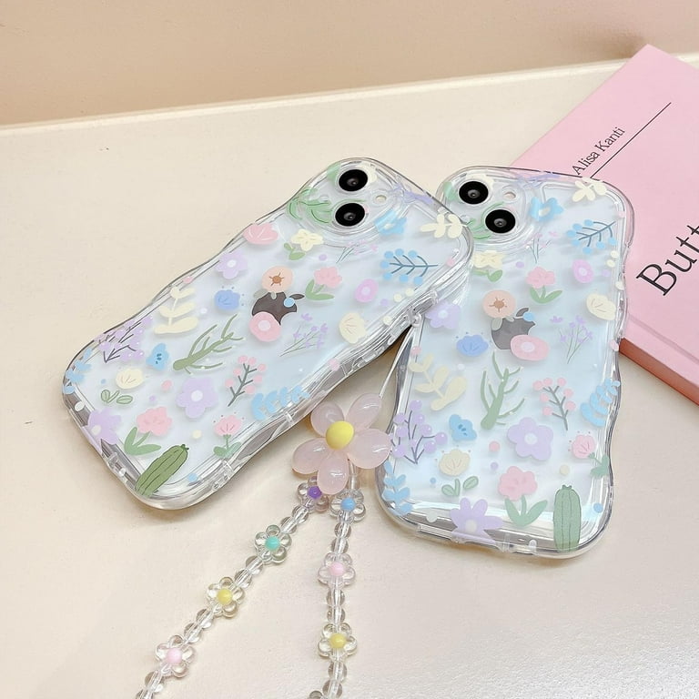 Designed for iPhone 14 Phone Case, Cute Curly Wave Frame