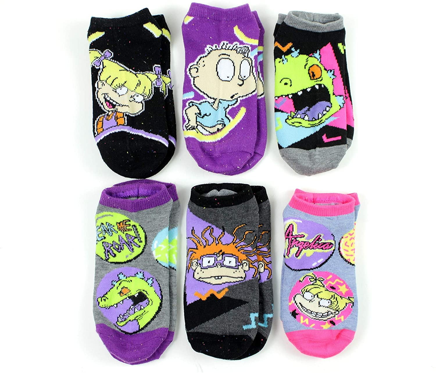 Nickelodeon Rugrats 6Pack Women's Love the 80's No Show Socks