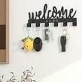thumbnail image 5 of IVV Adhesive-Mounted Metal Key Holder with "Welcome Home" Accent – Space-Saving Wall-Mounted Organizer with 6 Hooks for Keys, Hats, Towels – Black, 5 of 7