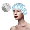 thumbnail image 3 of YFYANG Women's Double Waterproof Shower Cap, Striped Geometric Patterns Reusable Hair Cap for All Hair Styles and Head Sizes, 3 of 6