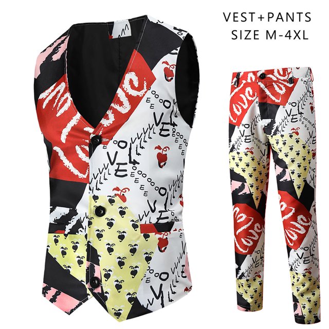 Mikilon Men's Valentine's Day Suit Vest + Suit Pants Two-piece Suit