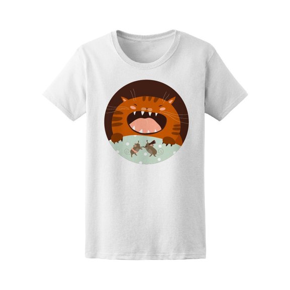 Funny Cat Looking At Mouse Tee Women's -Image by Shutterstock