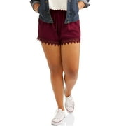 Juniors' Plus Shorts With Crochet Trim