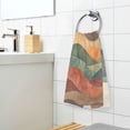 thumbnail image 3 of Yayeee 2 Pack Hand Towels for Bathroom 100% Cotton 16" x 28" Soft Absorbent Kitchen Towel, Abstract Wavy Landscape, 3 of 7
