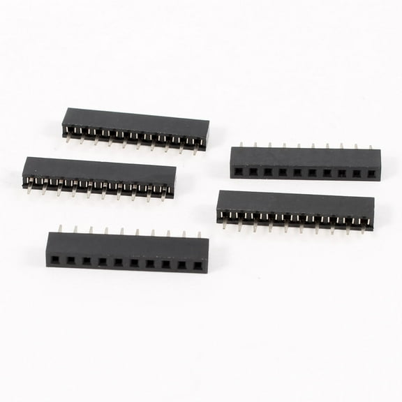 2mm Pitch 10 Pins Single Row Male Pin Header Strip Black 5Pcs