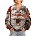 thumbnail image 4 of Nekdswn Kids Christmas Sweatshirt Ugly Xmas Santa Graphic Hooded Pullover Drop Shoulder Long Sleeve Top Warm Fleece Lined Winter Holiday, 4 of 9