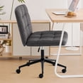 thumbnail image 5 of Furniliving Home Office Desk Chairs with Wheels Wide Desk Chair Mid Back Vanity Chair Modern Computer Desk Chair Swivel Accent Chair, DarkGrey, 5 of 11