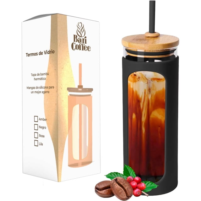 Termo Vaso Térmico de Vidrio Baricoffee 600 ml Negro