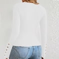 thumbnail image 3 of FRSASU Womens Round Neck Sweaters Shirts Long Sleeve Solid Button Lightweight Knit Pullover Sweater Blouse Tops White, 3 of 3