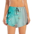 thumbnail image 2 of Yiaed Turquoise Beach Kayaking Print Women's Running Shorts with Liner 3 Zipper Pockets Elastic Workout Athletic Gym Yoga Shorts-Large, 2 of 7