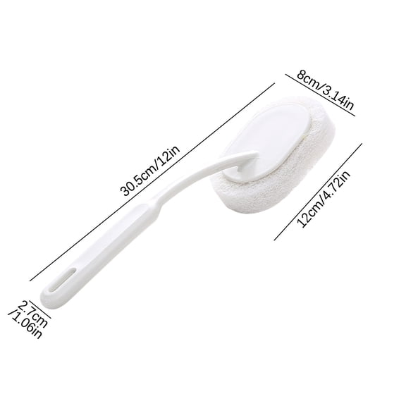 QVNFKO Shower Scrubber Long Handle Tile Tub Cleaning Brush - Non Scratch Shower Brush for Cleaning Bathroom Kitchen Toilet Wall Tub Tile Sink White Clearance