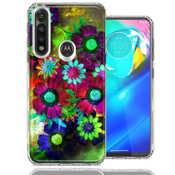 MUNDAZE For Motorola G Power Colorful Daisies Design Double Layer Phone Case Cover
