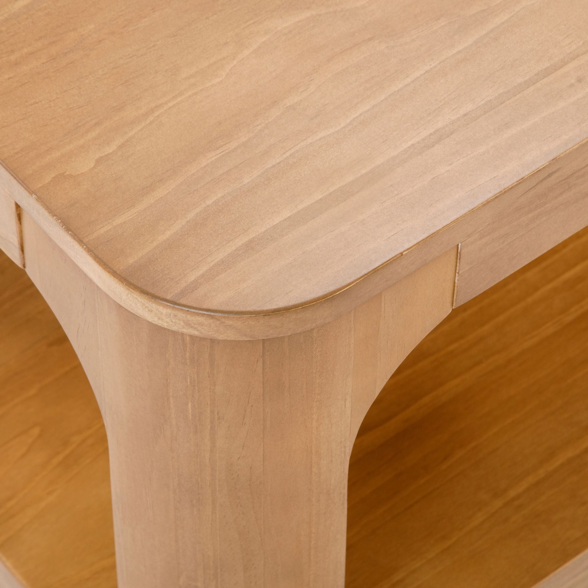 Plank+Beam Solid Wood Forma Coffee Table, 54" Modern Coffee Table with Storage Shelf, Pecan