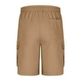 thumbnail image 7 of Penkiiy Men's Elastic Waist Cargo Shorts | Premium Comfort-Fit Multi-Pocket Casual Knee-Length Outdoor Pants (Solid Color) XL Khaki, 7 of 7