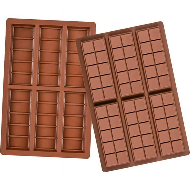 Moldes rectangulares de chocolate para hacer barras rellenas, resistentes al calor (de -40 °F a 446 °F), moldes para barras profundas, moldes para derretir cera, paquete de 2, silicona de grado