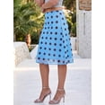 thumbnail image 5 of Womens Blue Polka Dot A-Line Flowy Midi Skirt With Brown Dots, 5 of 7