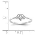 thumbnail image 3 of Solid 14K White Gold White Topaz Birthstone Heart Engagement Ring Size 7, 3 of 6