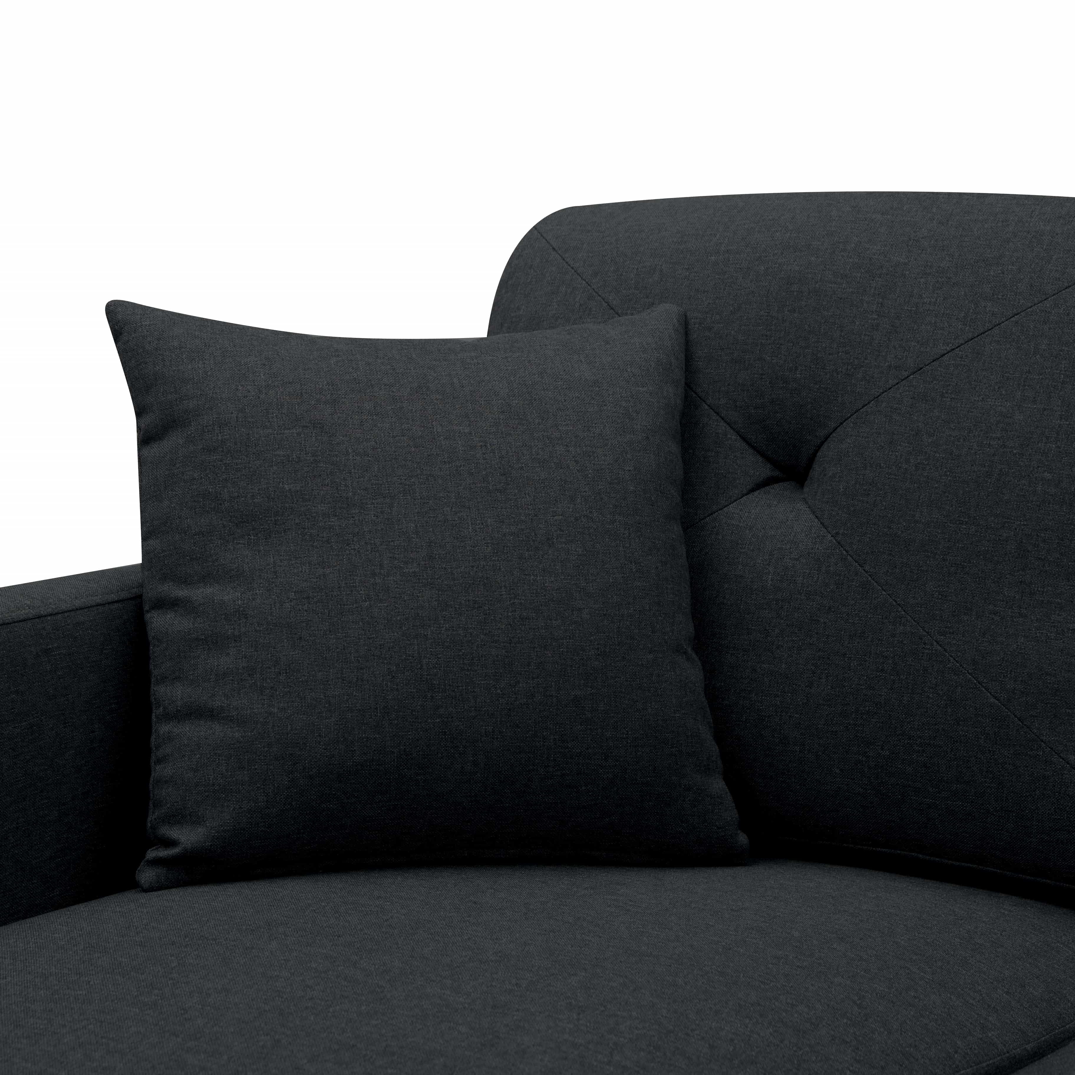 BSHTI 99.2” U-Shaped Modular Sectional Sofa,4 Seating,Linen Upholstery,solid wood and iron combination of frame,Movable Ottomans with storage space,Black