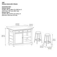 DHP Kelsey Kitchen Island with 2 Stools and Drawers, White