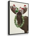 thumbnail image 3 of Christmas Moose and Christmas Owls - Framed Gallery Wrapped Holiday Canvas - 27 x 41 - Black Frame, 3 of 8