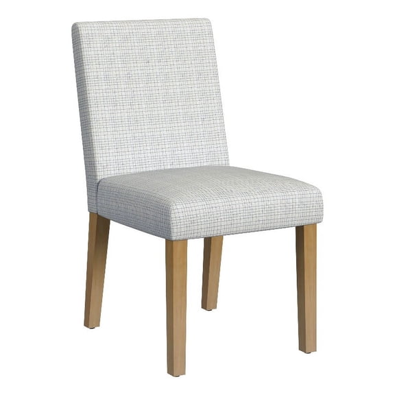 HomePop Classic Upholstered Dining Chair, Cream Mini Grid Pattern